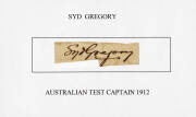 SYD GREGORY, signature on piece. [Syd Gregory played 58 Tests 1890-1912 including 6 as Australian captain. Australia's 14th captain].