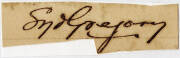 SYD GREGORY, signature on piece. [Syd Gregory played 58 Tests 1890-1912 including 6 as Australian captain. Australia's 14th captain]. - 2