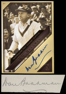 AUSTRALIAN TEST CRICKET CAPTAINS: Collection in album, includes 2011 Cricket Australia "Australian Test Cricket Captains" cards [44] with 18 personally signed (limited edition 229/700); plus collection of signatures on pieces (44) including Joe Darling, H