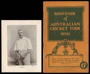 CRICKET GROUP, noted Pictures of Australian cricketers & teams from c1896 book; "Souvenir of Australian Cricket Tour 1930"; scrapbook re 1948 Invincibles tour; autograph page of 1949 NZ team; 1961 signed letter from Bert Oldfield regarding an order for 12