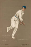 1905 ALBERT CHEVALLIER TAYLER PRINTS, of English cricketers in action, noted Arnold, Beldam, Burnup, Denton, Evans, Fry, Gunn, Haigh, Hearne, Hesketh-Prichard, Iremonger, King, Lees, Martyn, McGregor, Perrin, Rhodes, Spooner, Thompson, Warner & Wynyard. E - 3