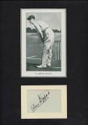 AUSTRALIAN TEST CRICKETERS: Displays with signatures on piece window mounted with pictures or postcards - Charles Macartney, Alan Kippax, Bill O'Reilly & Len Darling.