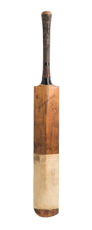 EDGAR MAYNE'S CRICKET BAT FROM 1921 ASHES TOUR, full size "E.Farnell & Sons - Percy Holmes" Cricket Bat, match-used and endorsed in the ownership position "Edgar Mayne, Old Trafford, 21st July 1921". 