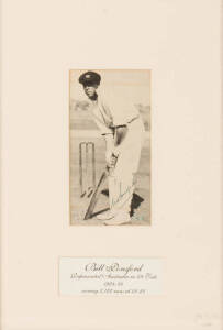 BILL PONSFORD, lovely signature on picture of Ponsford's batting stance, window mounted, framed & glazed, overall 31x41cm. [Bill Ponsford played 29 Tests 1924-34].