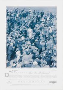 DON BRADMAN: "Bradman - The World Record", display comprising picture of Bradman leaving the field after his world record 334 in the 1930 Headingly Test, signed by Bradman at lower left, limited edition 265/1000, window mounted, framed & glazed, overall 4
