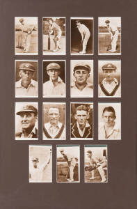 1930 AUSTRALIAN TEAM, "Australian Test Team", complete set of real photograph postcards [15], including Don Bradman, Bill Woodfull & Archie Jackson, window mounted, framed & glazed with period oak frame, overall 58x84cm.