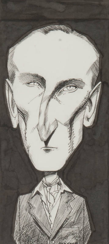 DOUGLAS JARDINE, original caricature by Spooner, window mounted, framed & glazed, overall 30x47cm.