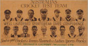 1934 AUSTRALIAN TEAM, original advertising poster, with title "Australia's Cricket Test Team. Well Laundered Sportswear Gives Confidence. Send us your Cricket & Tennis Flannels & Ladies Sports Frocks. St.Georges Laundry (Worcester) Ltd", window mounted, f - 2