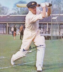 DON BRADMAN AUTOGRAPHS: Album with 25 signed items - photographs, pictures, covers & ephemera; also few extra signtures including Bill Ponsford & Ray Lindwall.