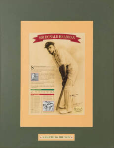 DON BRADMAN, signed poster "A Salute to the Don", window mounted, framed & glazed, overall 90x113cm.