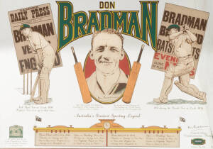 DON BRADMAN MIRROR, "Don Bradman - Australia's Greatest Sporting Legend" commemorative mirror, limited edition 25/2000, framed, overall 93x68cm.