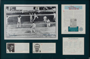 "THE TIED TEST", 1960 Australia v West Indies, 1st Test at Brisbane, display comprising action picture signed by Wes Hall & Richie Benaud, limited edition 514/1000, window mounted, framed & glazed, overall 88x62cm. With CoA.