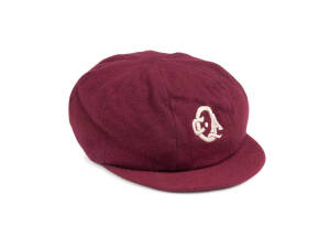 JOHN MACLEAN'S QUEENSLAND CAP, maroon with embroidered QCA logo on front. Good condition.