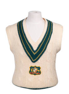 JOHN MACLEAN'S AUSTRALIAN JUMPER, sleeveless, with Australian Coat-of Arms badge on front. Good condition. 