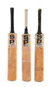 JOHN MACLEAN'S MATCH-USED CRICKET BATS (3), from the 1978-79 Ashes series. Fair/Good condition. 