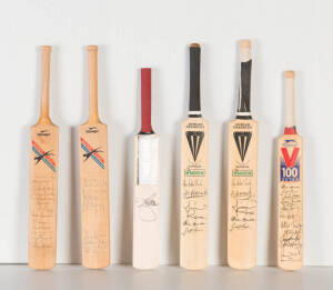 SIGNED MINIATURE BATS, noted one with 5 signatures including boxers Lionel Rose & Fighting Harada with Allan Border & Geoff Marsh; 1979-80 Australia; 1979-80 England; 1979-80 West Indies; Richard Hadlee.