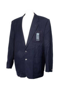 BLAZERS: England ECB Blazer, navy blue, with embroidered Crown over Three Lions/ "ECB" in light blue on pocket; plus Surrey Blazers (2), one in chocolate ex David Smith, other in navy blue, both with embroidered logo featuring the Prince of Wales's feathe