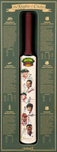 THE KNIGHTS OF CRICKET, full size cricket bat, with signatures of Sir Donald Bradman, Sir Richard Hadlee, Sir Colin Cowdrey, Sir Garfield Sobers, Sir Clyde Walcott & Sir Everton Weekes, limited edition 49/480, mounted in an attractive display case, overal