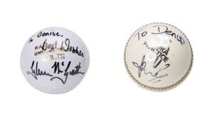 BALANCE OF COLLECTION, noted cricket balls (4 - one signed by Shane Warne, another ball signed by Glenn McGrath); books (30) including "Allan Border - Beyond Ten Thousand"; framed displays (6) - mostly cricket cards.