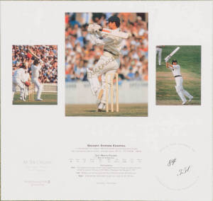 AT THE CREASE, signed prints of Allan Border, Ian Chappell, Greg Chappell, Neil Harvey, David Boon & Doug Walters, each numbered 84/250, each window mounted, framed & glazed, each overall 44x42cm. With CoAs.