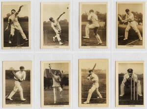 1922-84 cricket cards, noted 1922 Boys Realm "Famous cricketers" [15]; 1928 Major Drapkin "Australian and English Test Cricketers" [40]; 1953 Morning Foods "Test Cricketers" [25]; 1956-57 Kane Products "1956 Cricketers, 2nd Series" [25] & "Cricket Clubs &