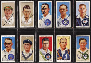 SIGNED CRICKET CARDS: 1934-38 cards signed, noted Don bradman, Bill Brown, Jack Fingleton, Lindsay Hassett, Len Hutton, Stan McCabe, Bill Ponsford, Bill Voce, R.E.S.Wyatt & Reg Peters.