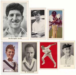 1955-58 cricket cards, noted 1955 News Chronicle "Cricketers" [12]; 1956 Kane Products "1956 Cricketers - 1st & 2nd Series" [50]; 1958 National Spastics Society "Famous County Cricketers" [24]; 1958 Australian Licorice "Test Cricket Series" [10/32 + 1 spa