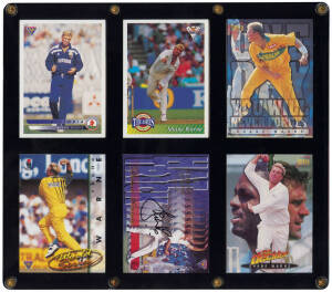 1995 Futera "Shane Warne Signature Hat Trick Card" signed card #0101; plus various common Shane warne cards (5). VG.