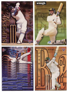 1995 Futera "No Limit" [30]; "Supreme Team" [12]; "Bat 2 Ball" [10]; "Shane Warne Hat Trick Card" (2); "Signature Series Sample Cards" (12); also unissued Ultra Pro card. G/VG.