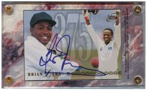 1996 Futera "BL2 Brian Lara 375" card signed #25/375; "RM1 Run Machines - Ricky Ponting" card signed; plus "Run Machines Acetate" set [6]. VG.