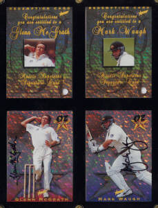 1998 Select "Superstars Signature Cards" [2] - Glenn McGrath & Mark Waugh, each with Redemption card. VG.