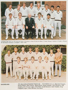 QUEENSLAND: 1973-93 Album with team sheets (14) & team sheets with both teams (2). Some duplication, but wonderful collection of autographs. Mainly G/VG condition.