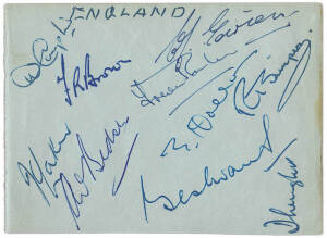 1949 England v New Zealand, autograph pages (2), one signed by England with 10 signatures; other signed by NZ with 12 signatures. 1980 Surrey menu "A Dinner to Commemorate the Visit of the Australian Touring Side" with 10 signatures; 1995 programme Surrey