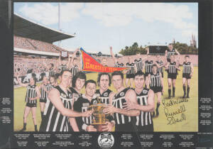 PORT ADELAIDE: Print "P.A.F.C. - The Greatest Team of the Greatest Club" signed by Russell Ebert & the artist, window mounted, framed & glazed, overall 80x62cm. Plus signed football in perspex case.