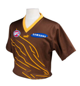 HAWTHORN: Luke Hodge's warm-up jumper, player issue, short sleeves, with "HODGE" & "15" sublimated on reverse.