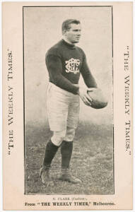 c1910 Weekly Times "Victorian Footballers Postcard" - N.Clark (Carlton). G/VG.