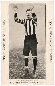 c1910 Weekly Times "Victorian Footballers Postcard" - Les H.Hughes (Collingwood). G/VG.