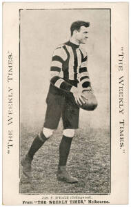 c1910 Weekly Times "Victorian Footballers Postcard" - Jock McHale (Collingwood). G/VG.