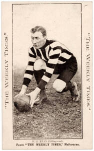 c1910 Weekly Times "Victorian Footballers Postcard" - D.J.Ryan (Collingwood). G/VG.