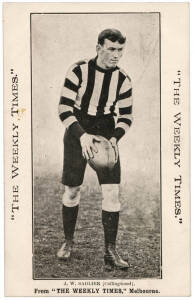 c1910 Weekly Times "Victorian Footballers Postcard" - J.W.Sadler (Collingwood). G/VG.