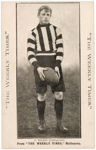 c1910 Weekly Times "Victorian Footballers Postcard" - J.Wilson (Collingwood). G/VG.