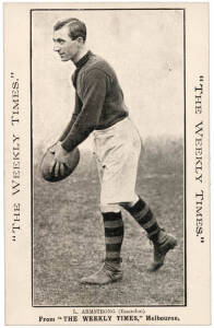 c1910 Weekly Times "Victorian Footballers Postcard" - L.Armstrong (Essendon). G/VG.