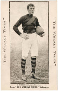 c1910 Weekly Times "Victorian Footballers Postcard" - A.Belcher (Captain, Essendon). G/VG.