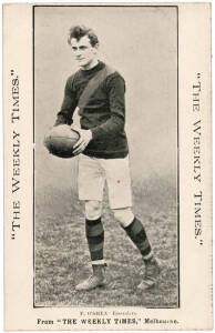 c1910 Weekly Times "Victorian Footballers Postcard" - F.O'Shea (Essendon). G/VG.