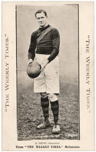 c1910 Weekly Times "Victorian Footballers Postcard" - D.Smith (Essendon). G/VG.