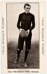 c1910 Weekly Times "Victorian Footballers Postcard" - H.Milne (Fitzroy). G/VG.