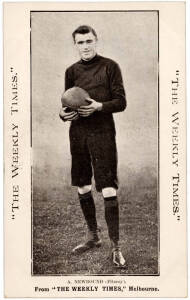 c1910 Weekly Times "Victorian Footballers Postcard" - A.Newbound (Fitzroy). G/VG.