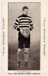 c1910 Weekly Times "Victorian Footballers Postcard" - D.R.Grigg (Geelong). G/VG.