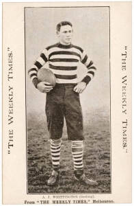 c1910 Weekly Times "Victorian Footballers Postcard" - A.J.Whittington (Geelong). G/VG.