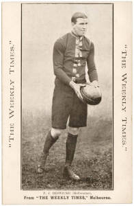 c1910 Weekly Times "Victorian Footballers Postcard" - P.J.Beswicke (Melbourne). G/VG.